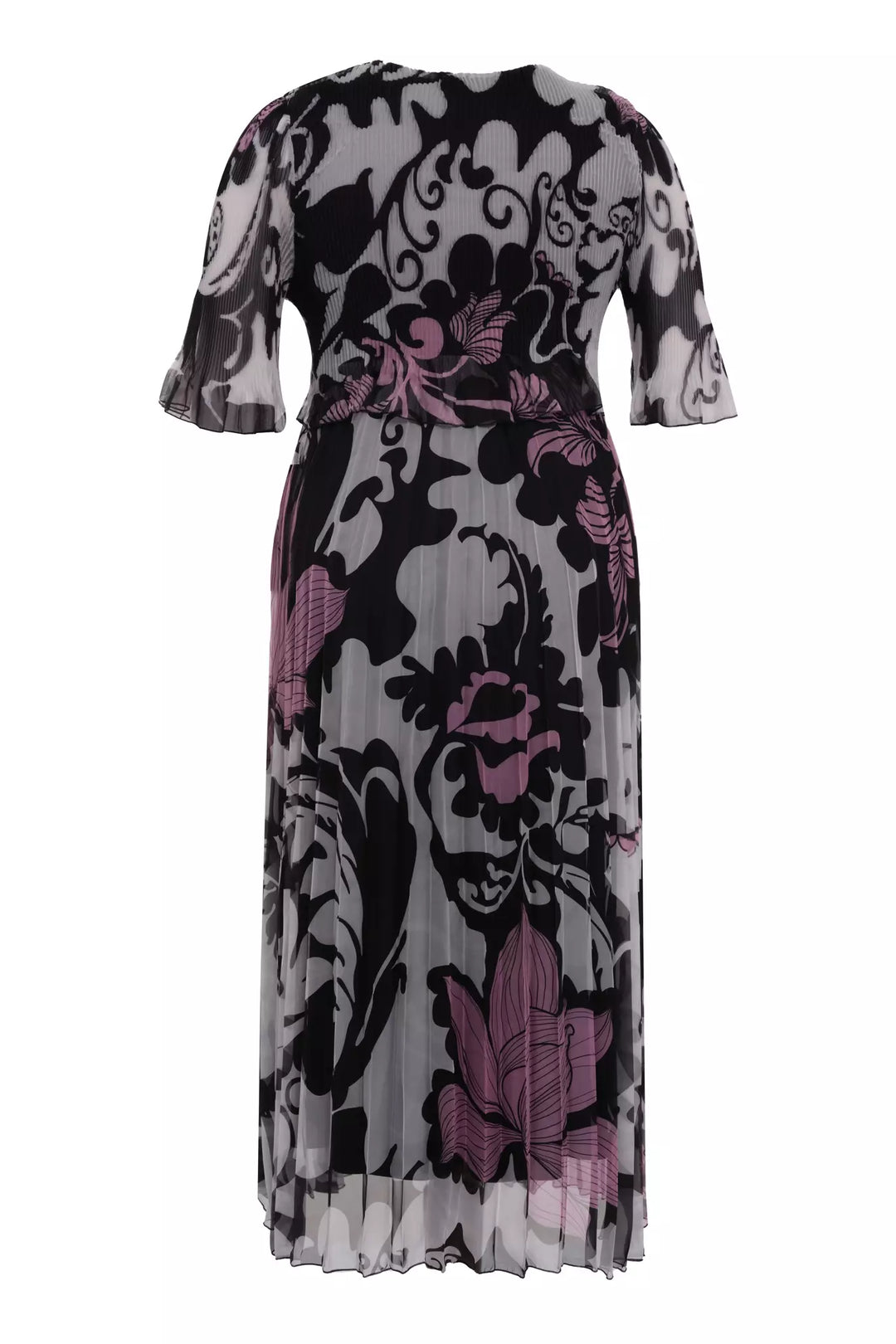 FRV Printed plus size chiffon short sleeve midi dress - Norfolk