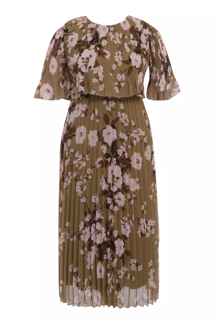 FRV Printed plus size chiffon short sleeve midi dress - Citrus Heights