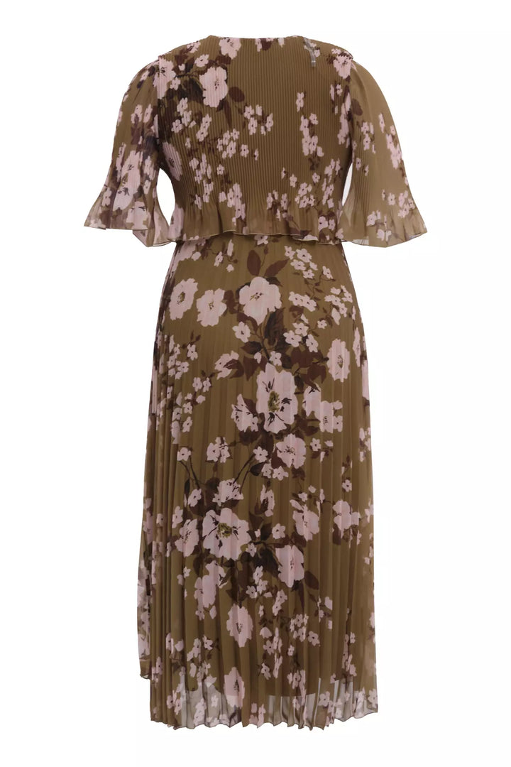 FRV Printed plus size chiffon short sleeve midi dress - Citrus Heights