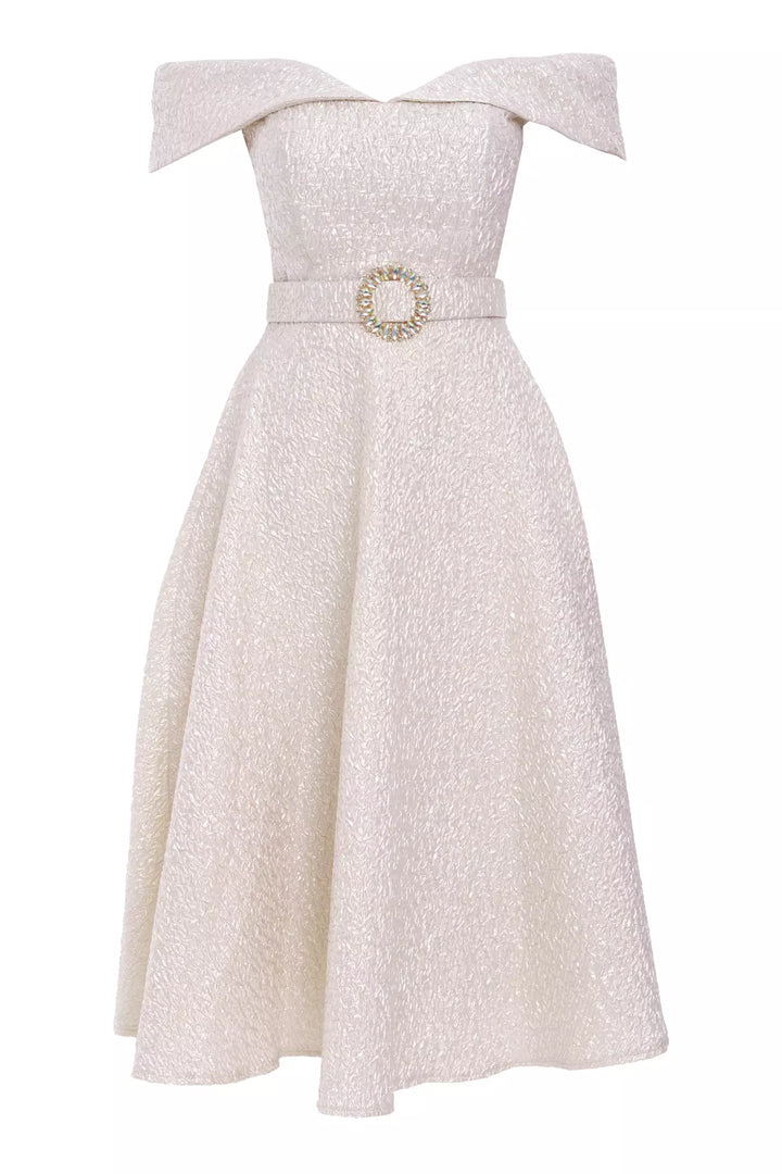 FRV Beige jakar sleeveless midi dress - Richmond