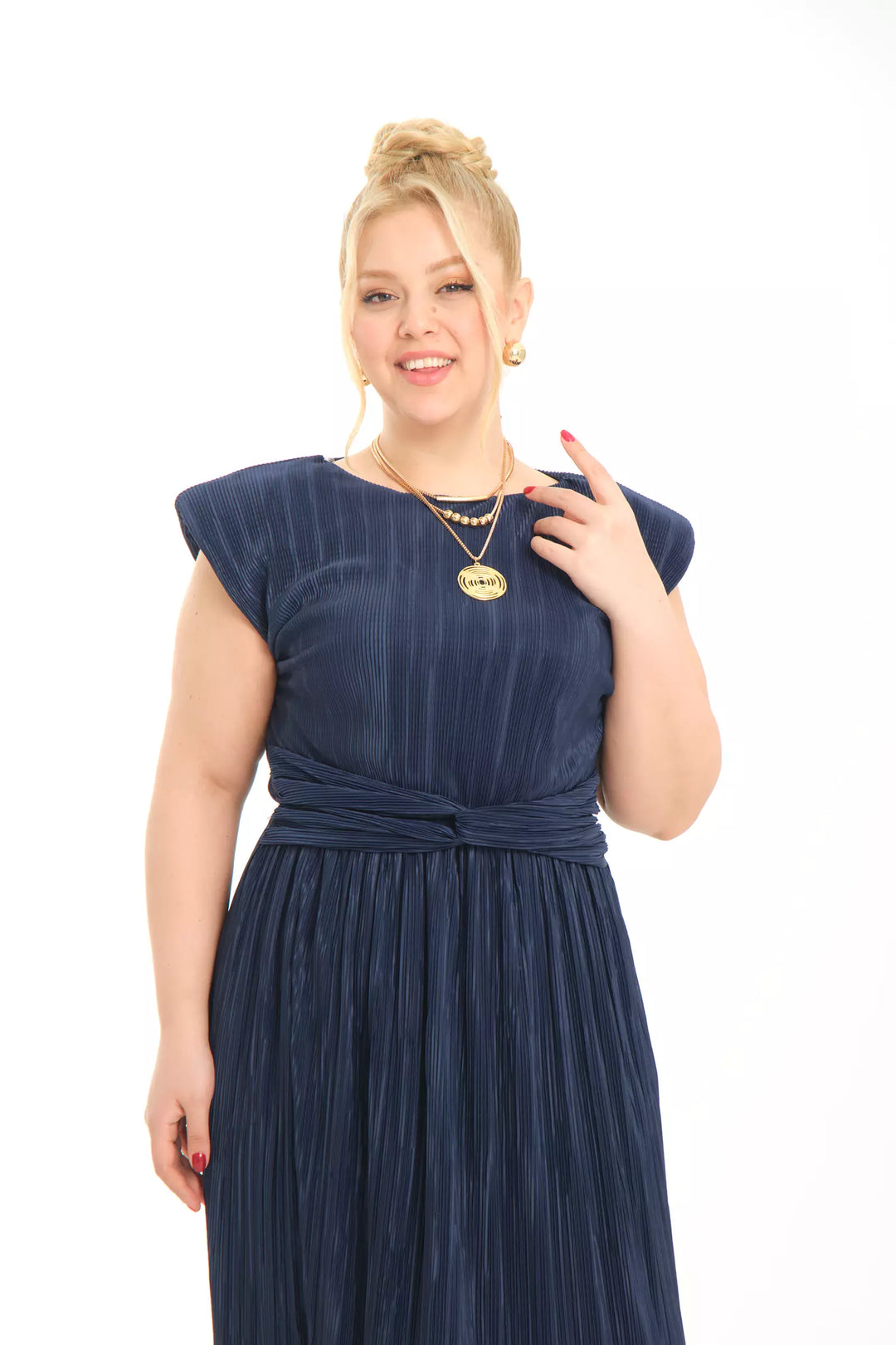 FRV Navy blue plus size sandy sleeveless mini dress - Stockton