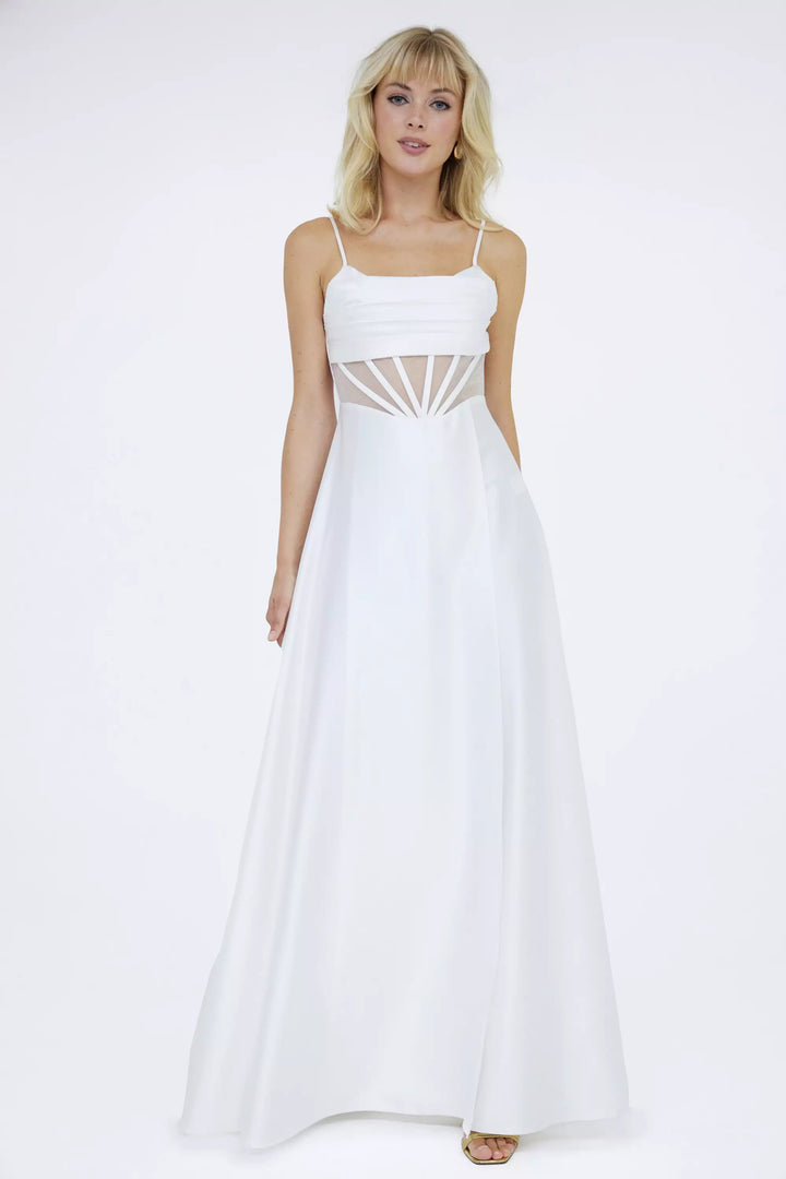 FRV White satin sleeveless maxi dress - Federal Way
