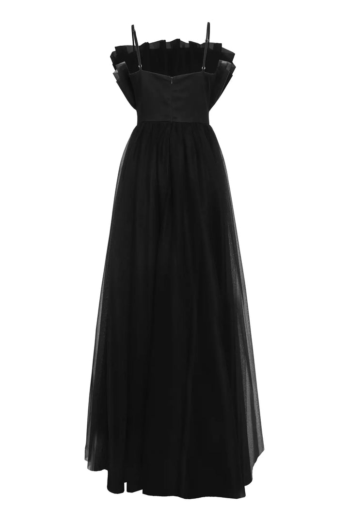 FRV Black tulle sleeveless maxi dress - Florissant