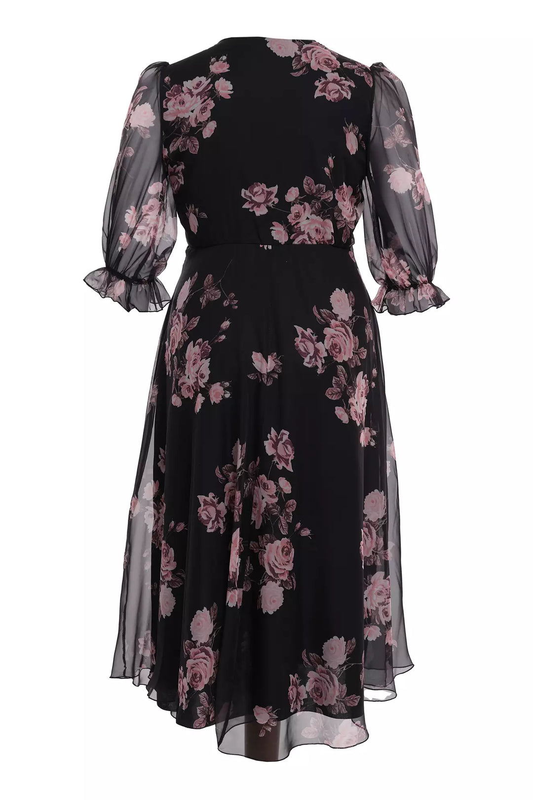 FRV Printed plus size chiffon 3/4 sleeve midi dress - El Plan