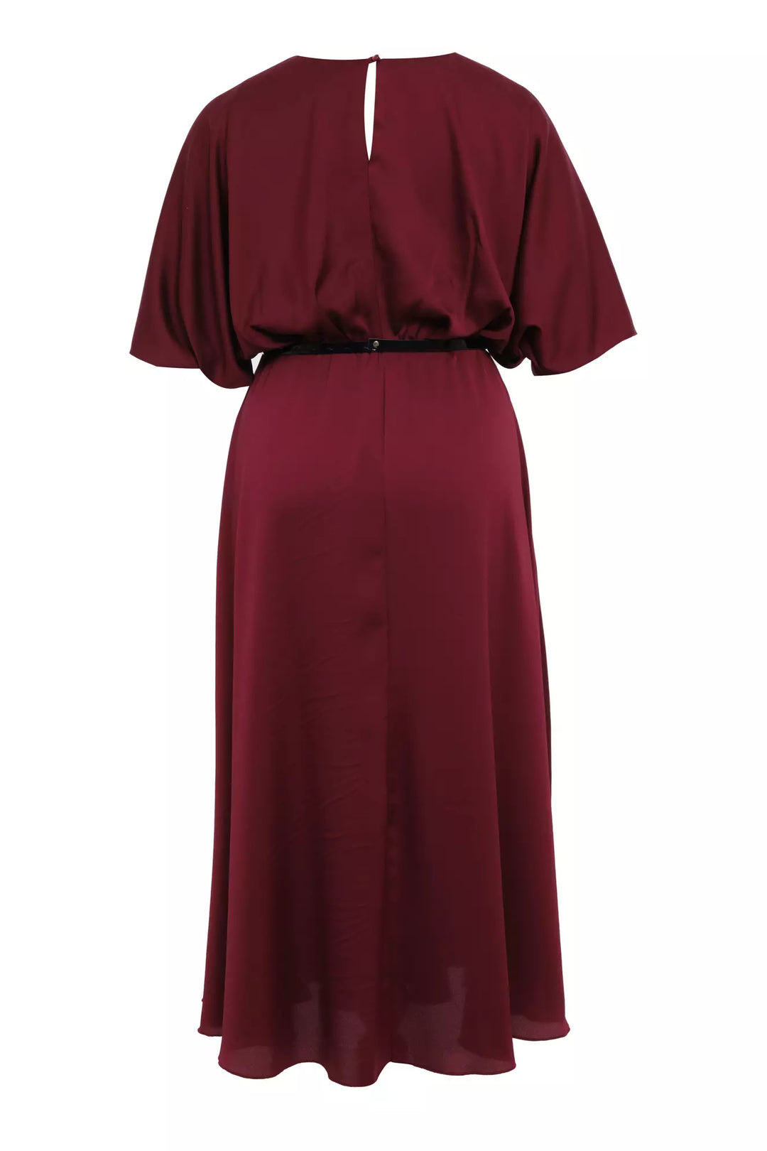 FRV Maroon plus size satin short sleeve midi dress - Arlington