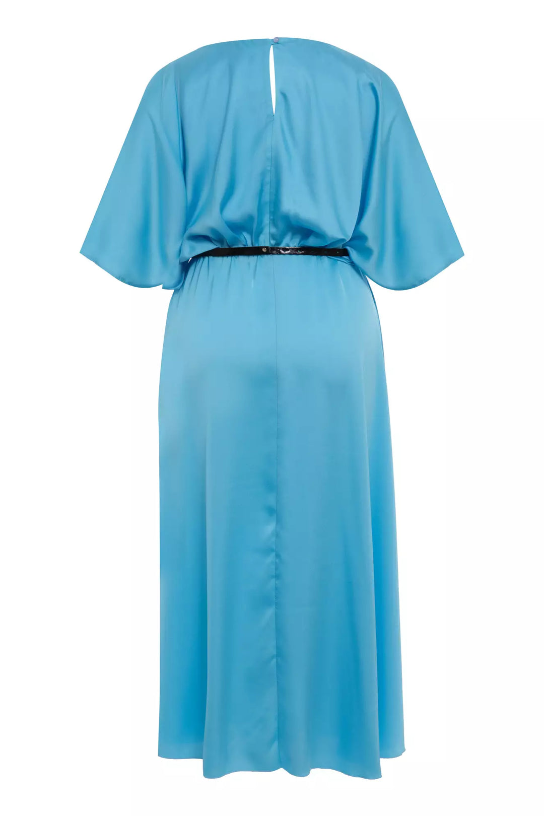FRV Blue plus size satin short sleeve midi dress - Coral Springs