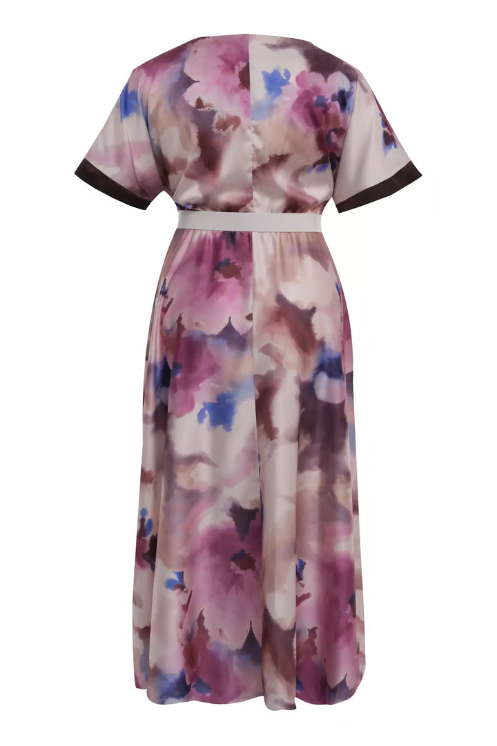 FRV Printed plus size satin short sleeve midi dress - East Gwillimbury