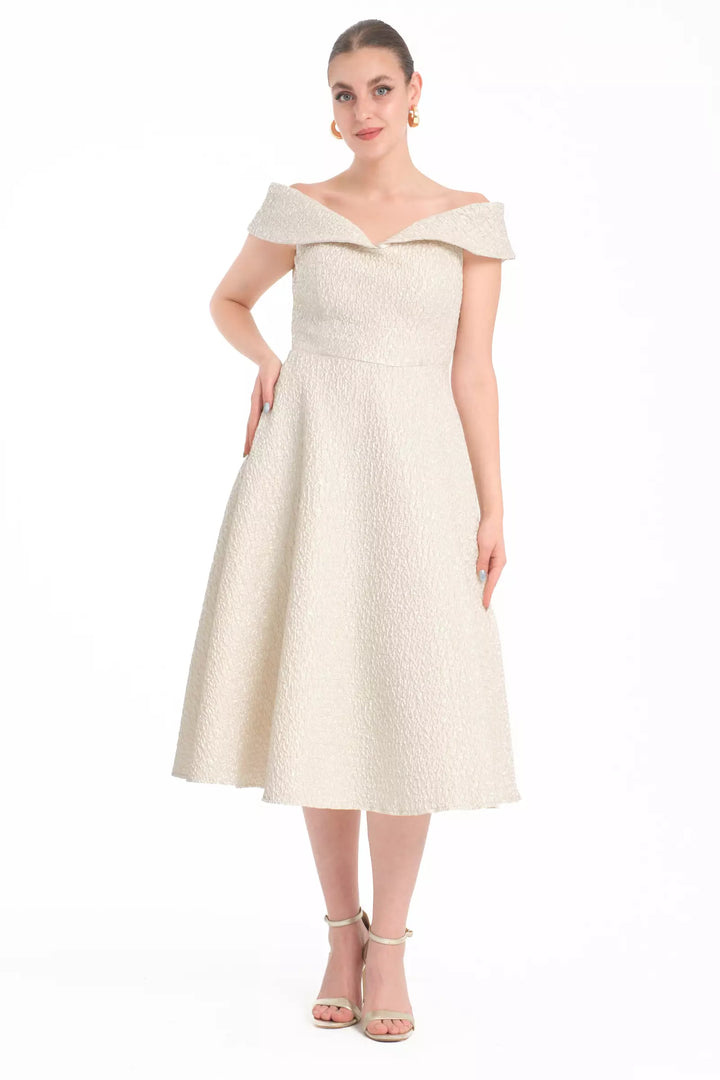 FRV Beige plus size jakar sleeveless midi dress - Juventino Rosas