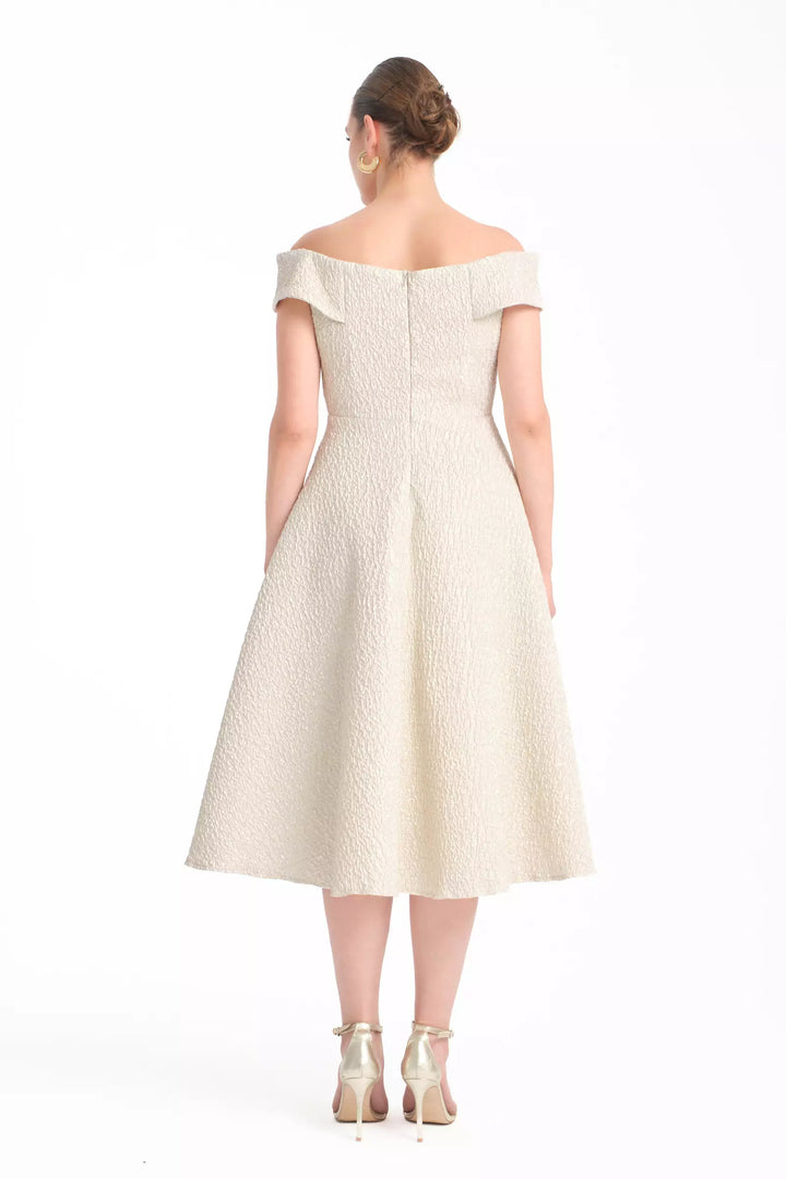 FRV Beige plus size jakar sleeveless midi dress - Juventino Rosas