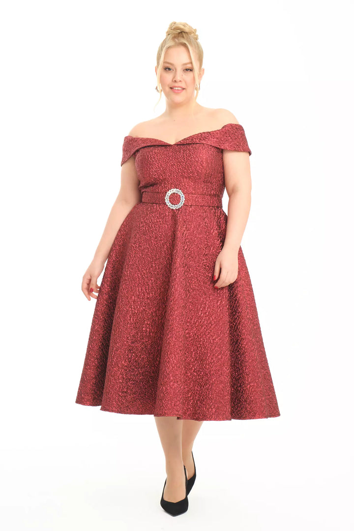 FRV Maroon plus size jakar sleeveless midi dress - Bourges