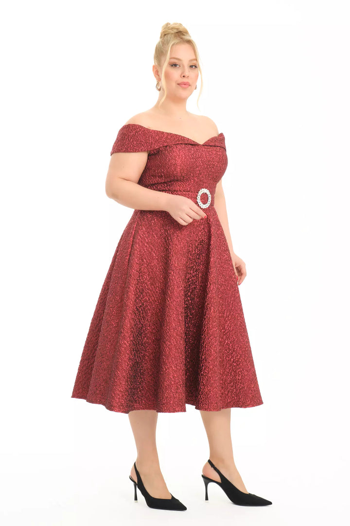 FRV Maroon plus size jakar sleeveless midi dress - Bourges