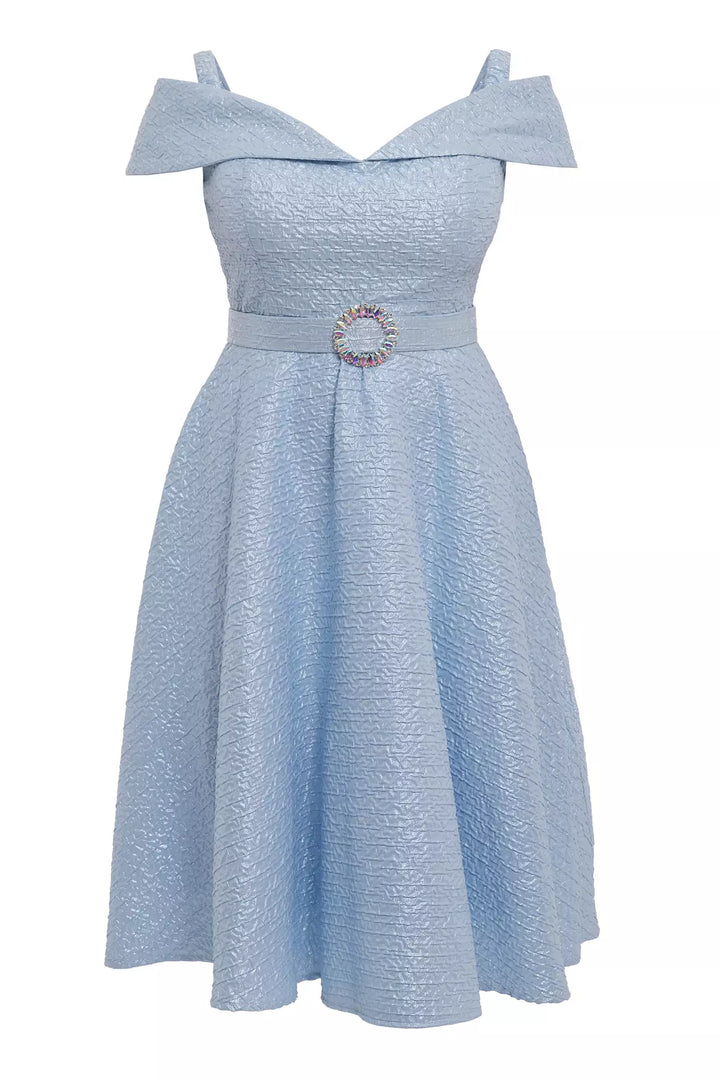 FRV Blue plus size jakar sleeveless midi dress - Lakewood