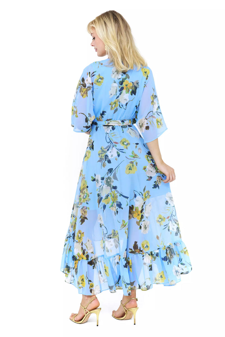 FRV Printed chiffon short sleeve maxi dress - Puerto Vallarta