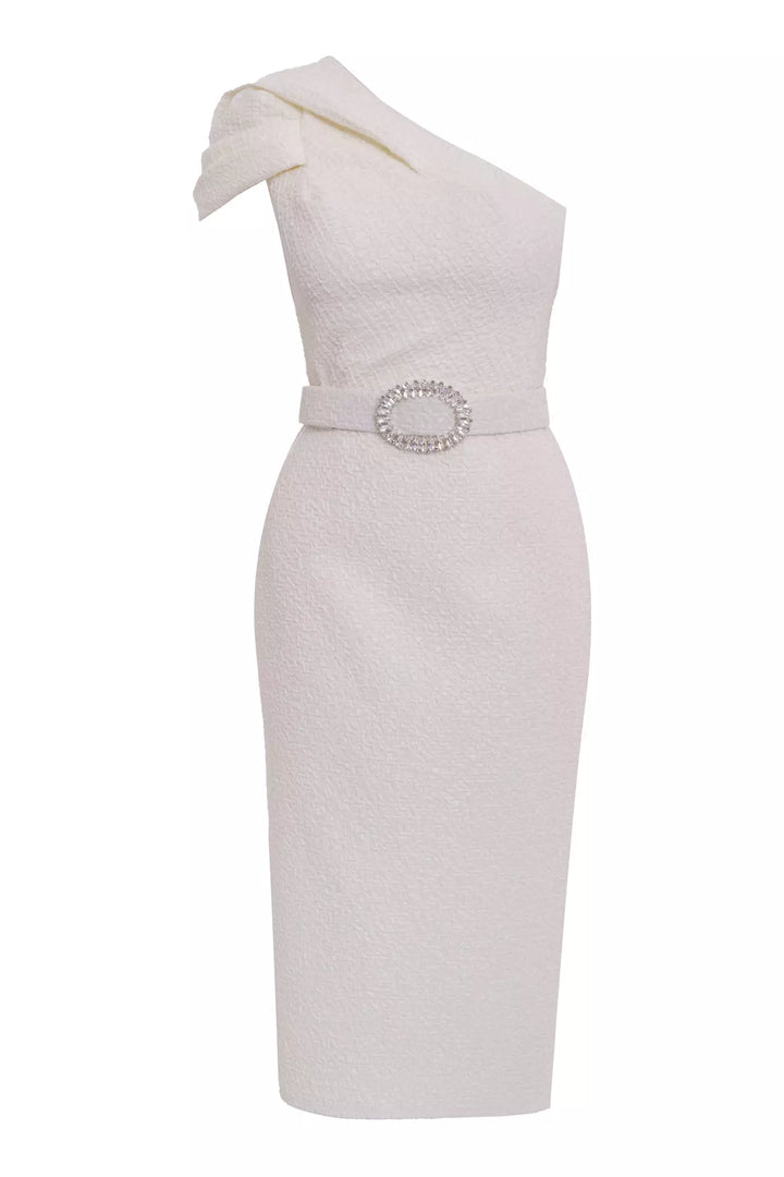 FRV White jakar sleeveless midi dress - Slavuta