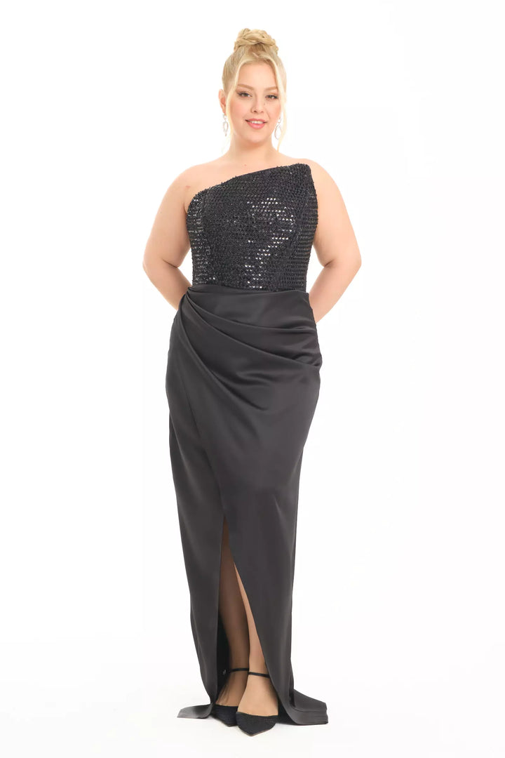 FRV Black plus size satin sleeveless maxi dress - Federal Way