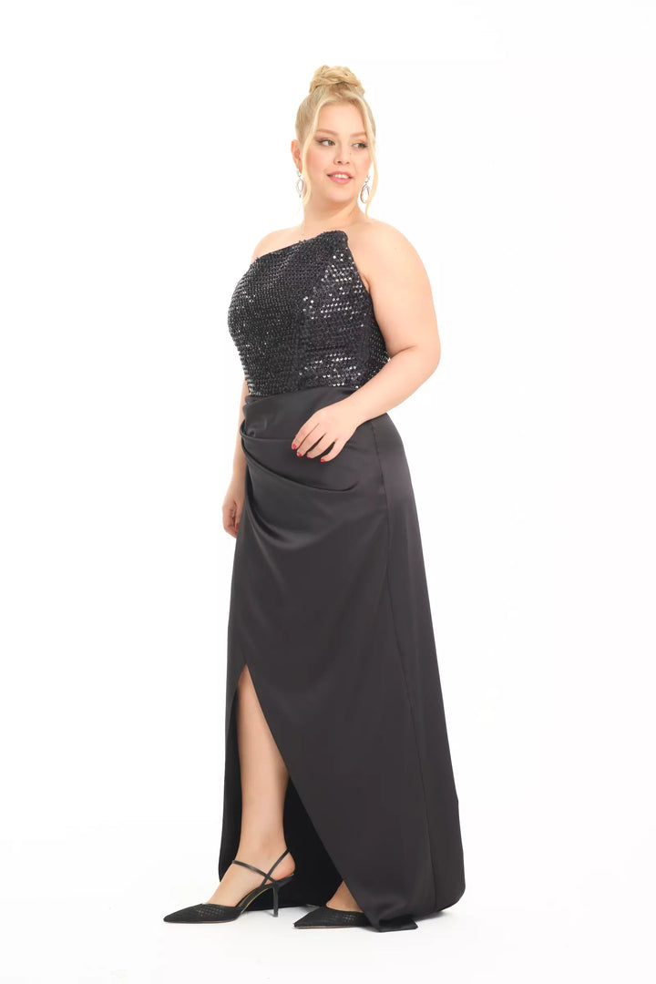 FRV Black plus size satin sleeveless maxi dress - Federal Way