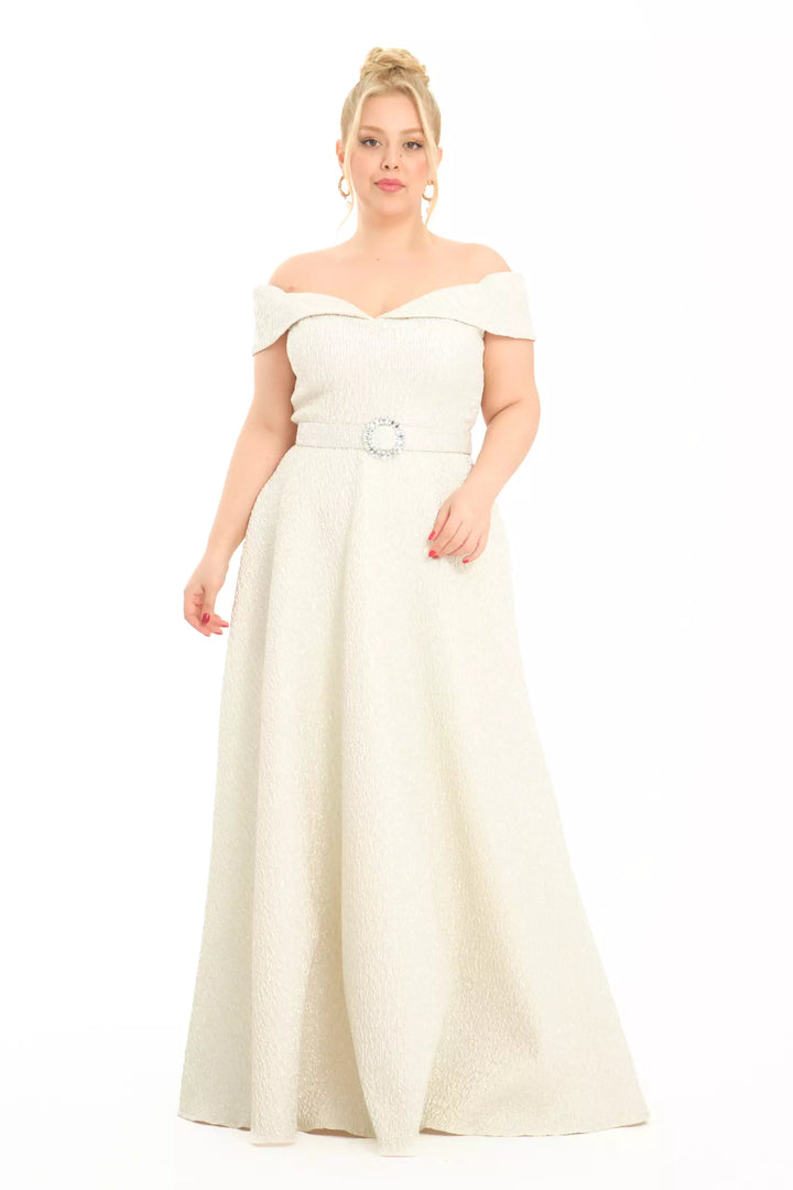 FRV Beige plus size jakar sleeveless maxi dress - Almelo