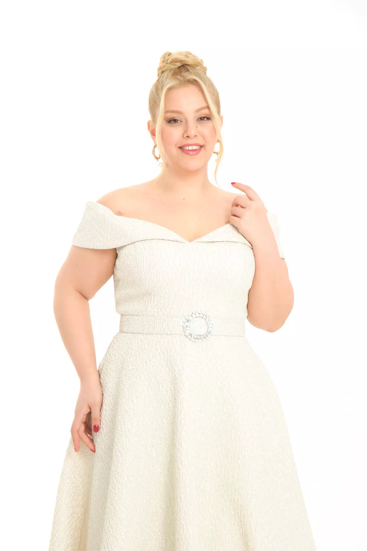 FRV Beige plus size jakar sleeveless maxi dress - Almelo