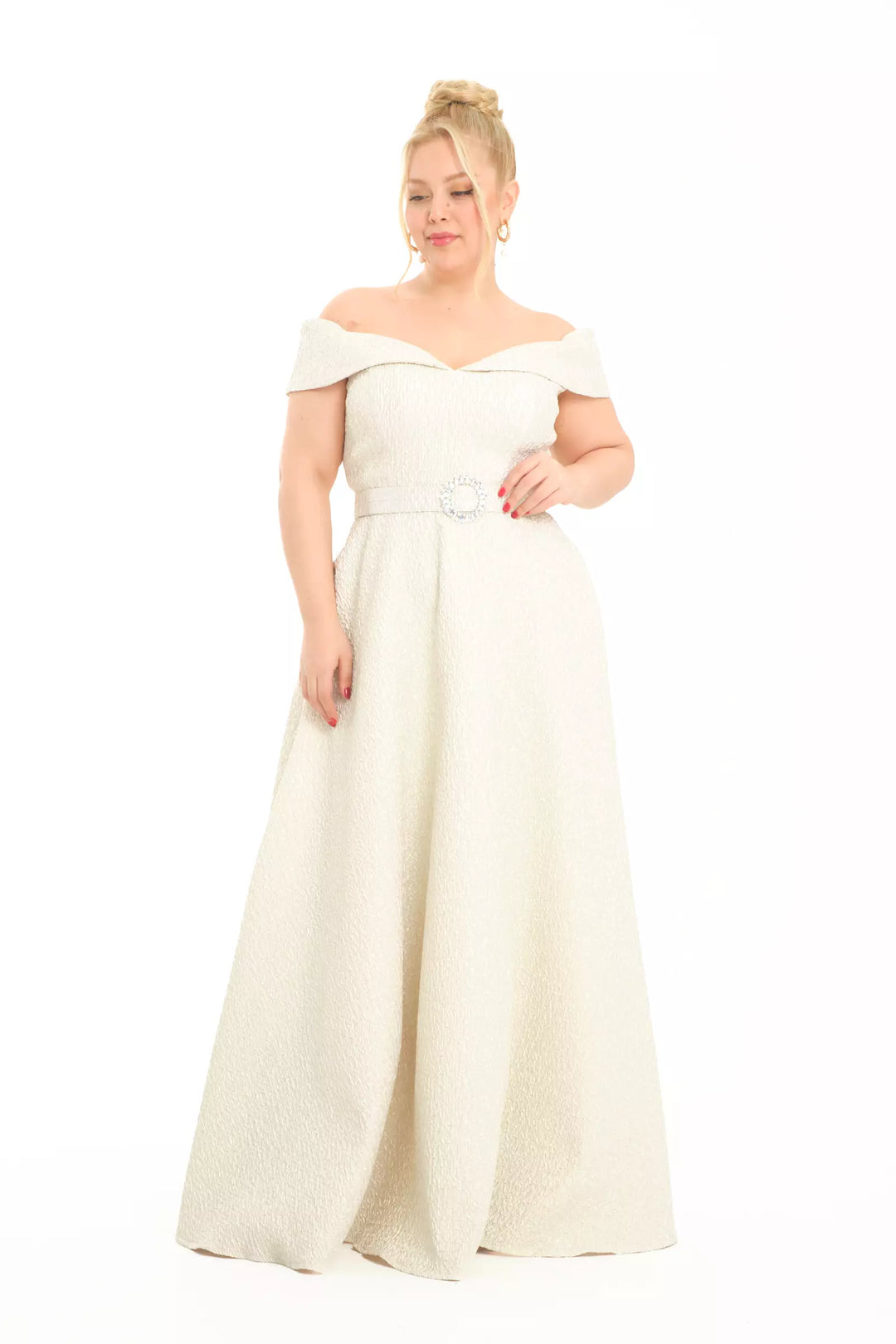 FRV Beige plus size jakar sleeveless maxi dress - Almelo
