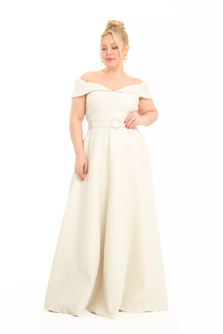 FRV Beige plus size jakar sleeveless maxi dress - Almelo