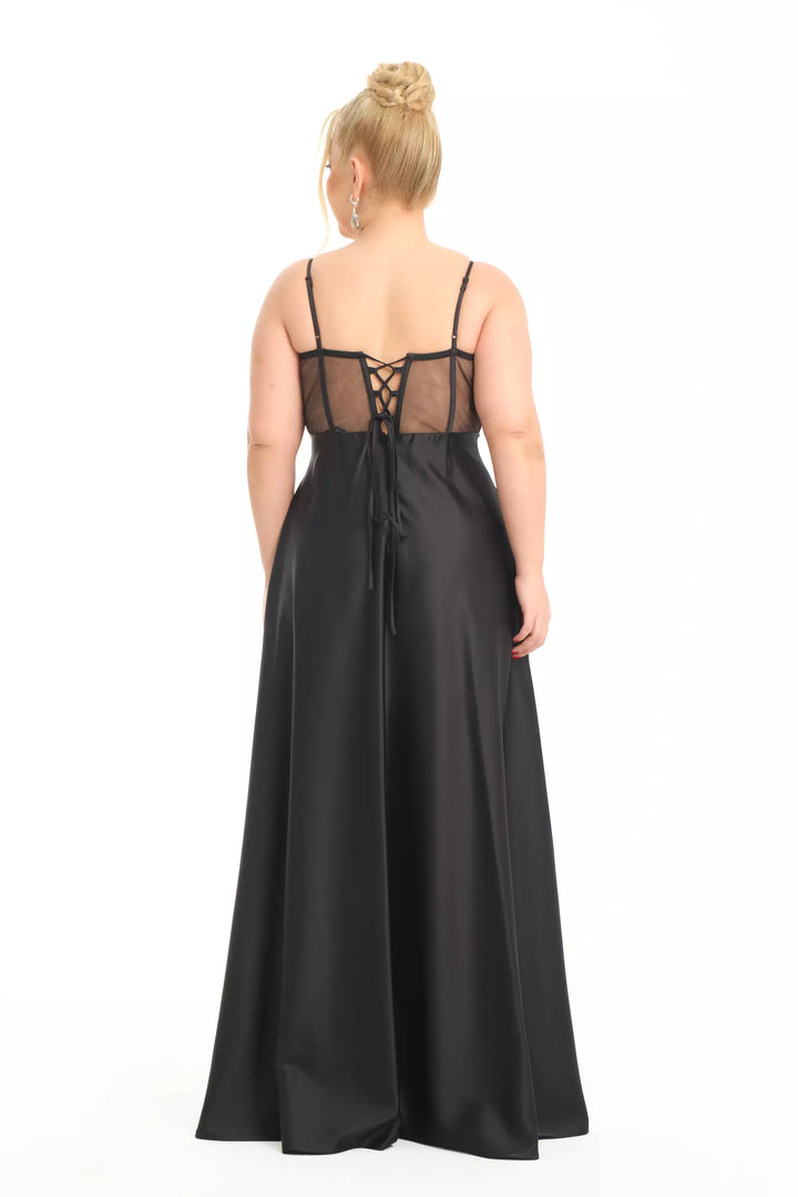 FRV Black plus size satin sleeveless maxi dress - Moorhead