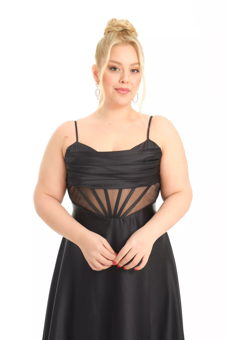 FRV Black plus size satin sleeveless maxi dress - Moorhead
