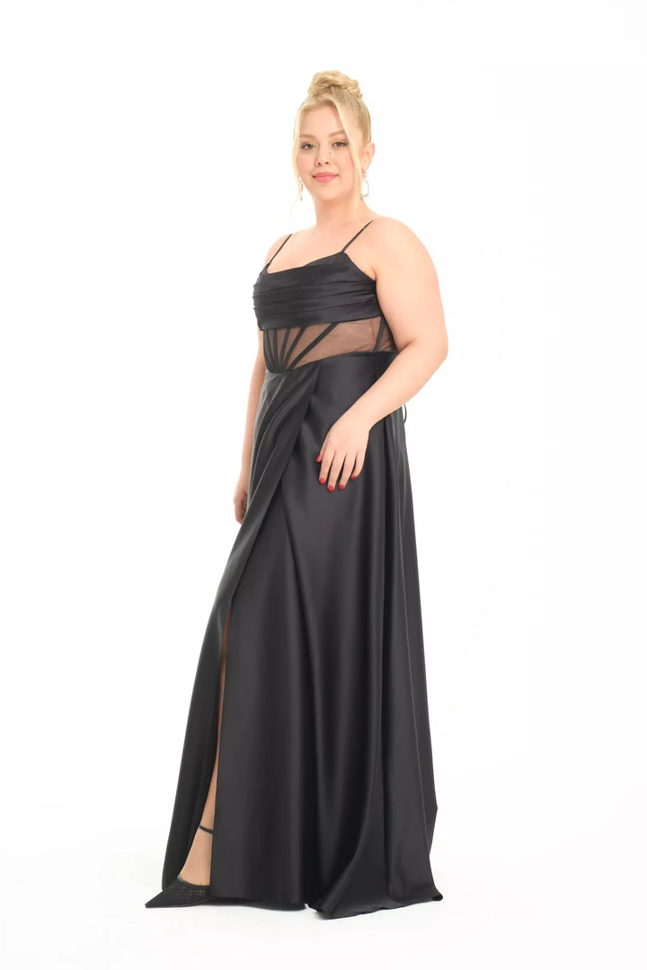 FRV Black plus size satin sleeveless maxi dress - Moorhead
