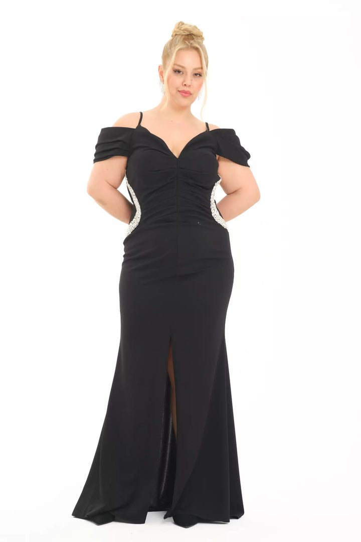 FRV Black plus size crepe sleeveless maxi dress - North Port