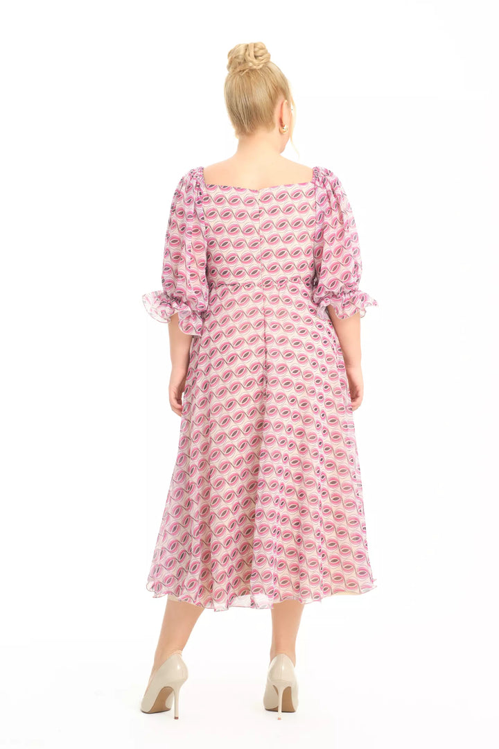 FRV Printed plus size chiffon 3/4 sleeve maxi dress - Sant’Eufemia Lamezia