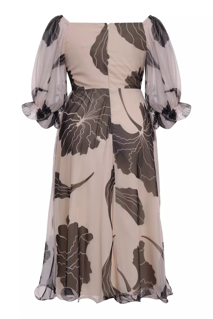 FRV Printed plus size chiffon 3/4 sleeve maxi dress - Silao