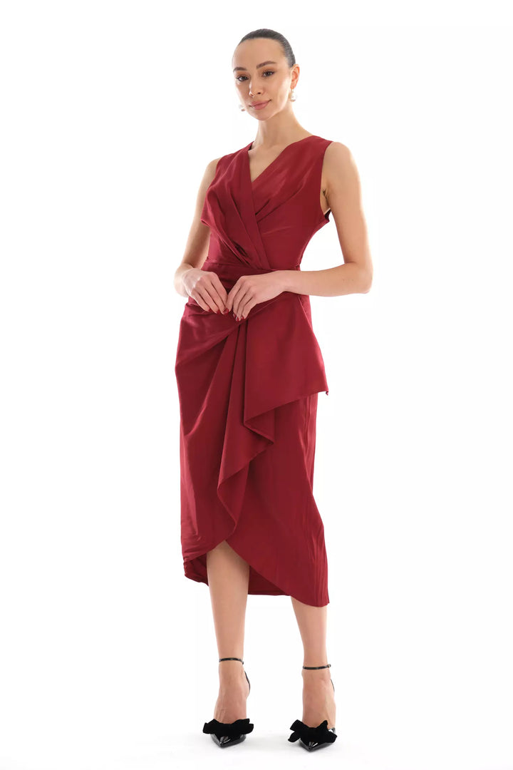 FRV Maroon satin sleeveless midi dress - Maspalomas