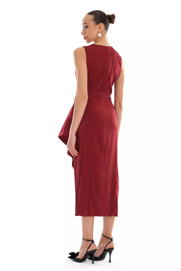 FRV Maroon satin sleeveless midi dress - Maspalomas