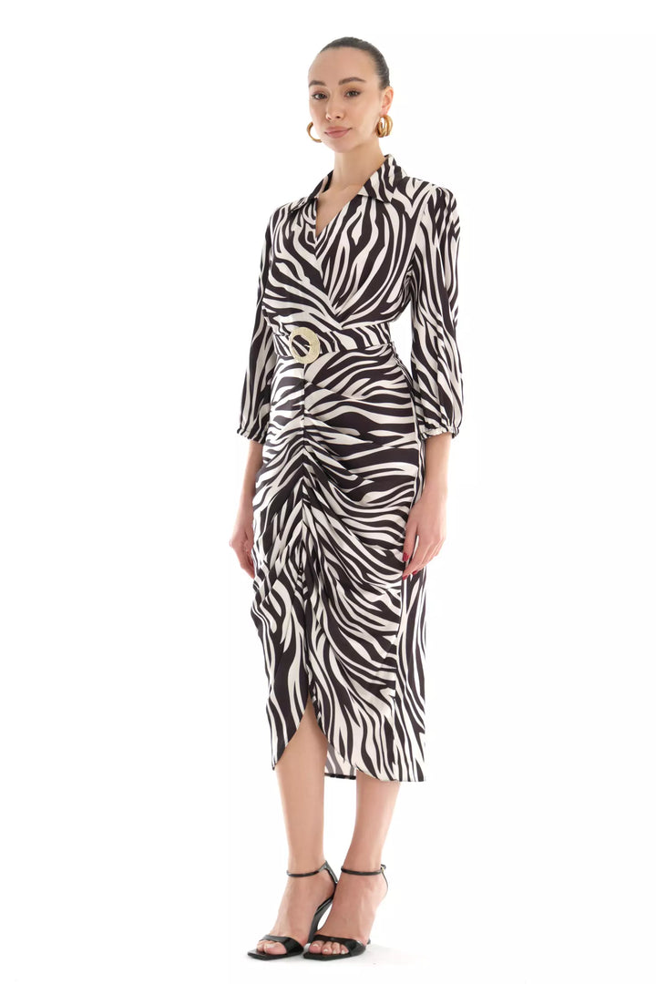 FRV Printed satin long sleeve midi dress - Puebla