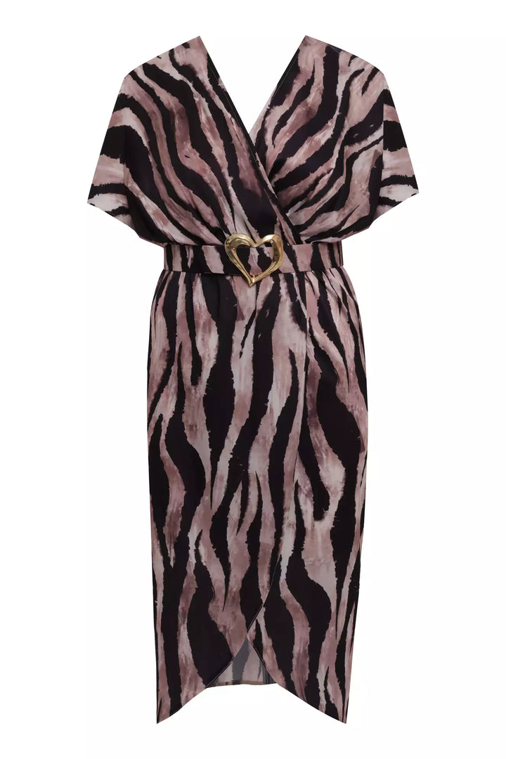 FRV Printed plus size satin short sleeve midi dress - Nikopol