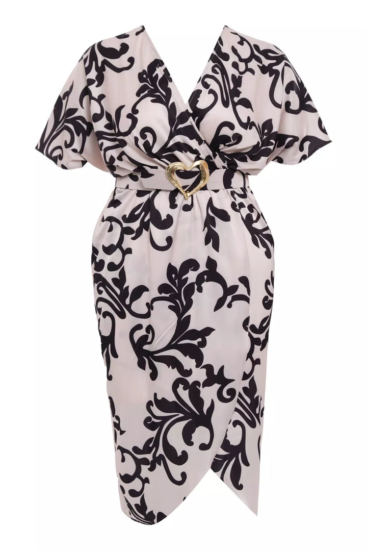 FRV Printed plus size satin short sleeve midi dress - Sahuayo de Morelos