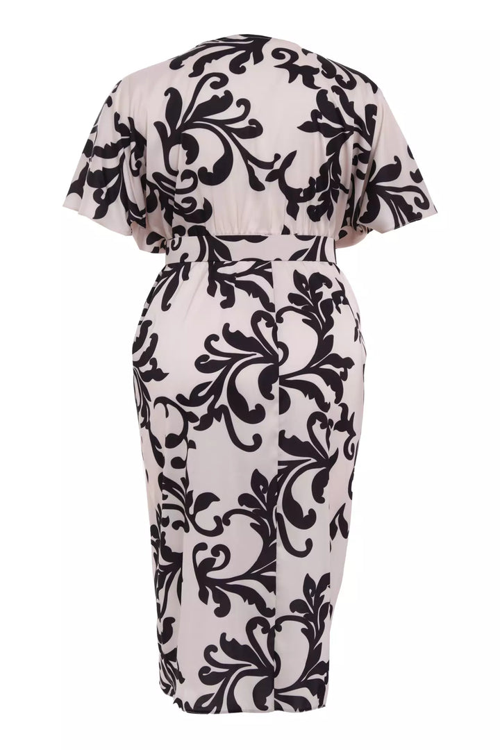 FRV Printed plus size satin short sleeve midi dress - Sahuayo de Morelos