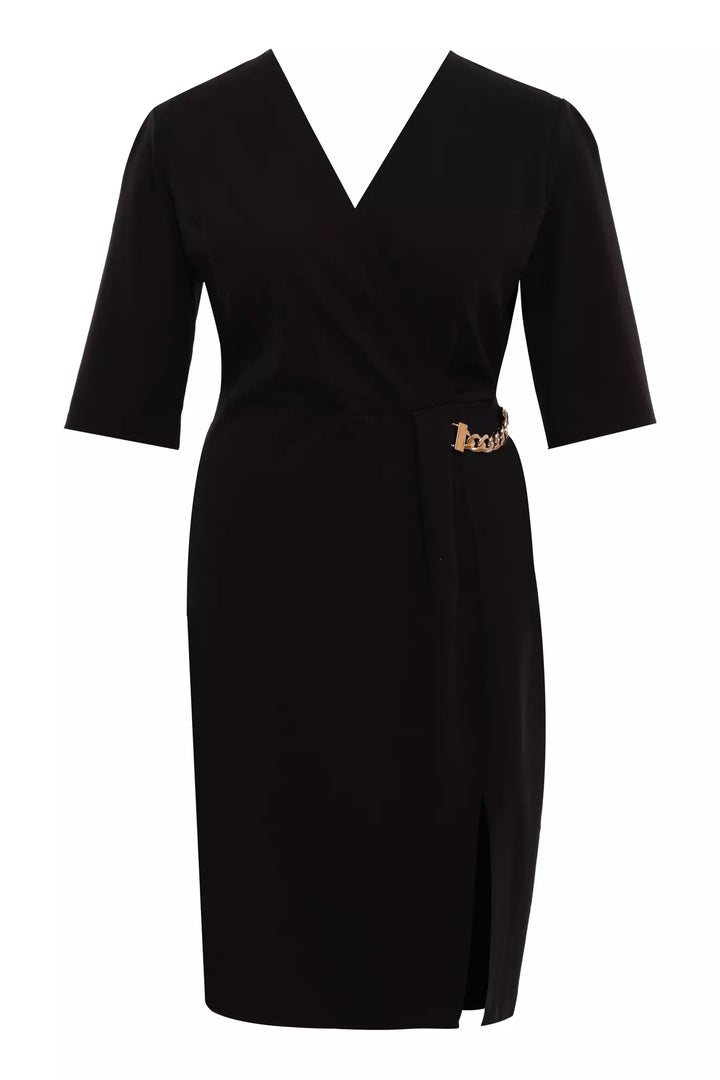 FRV Black plus size crepe short sleeve mini dress - Tuttlingen