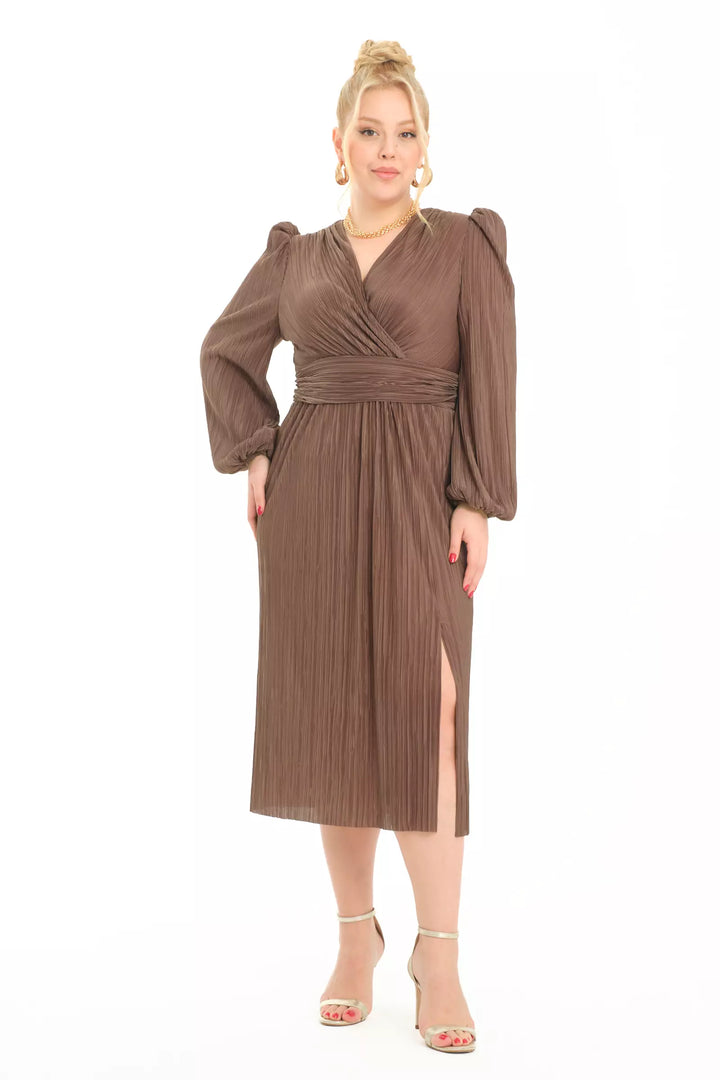 FRV Mink plus size sandy long sleeve midi dress - Marseille