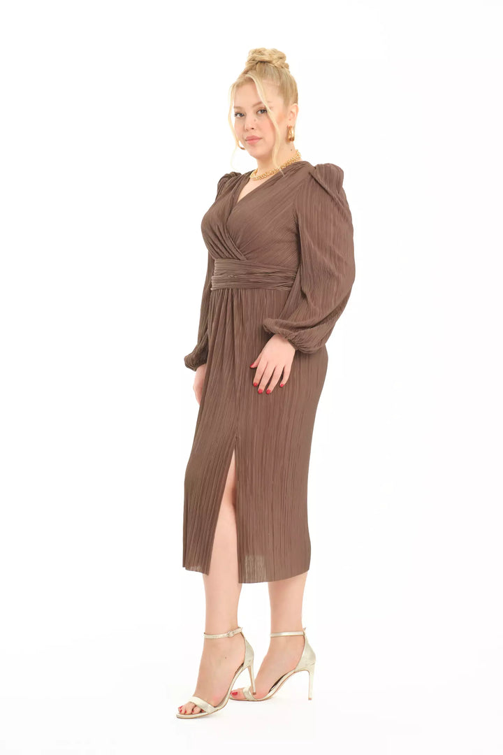 FRV Mink plus size sandy long sleeve midi dress - Marseille
