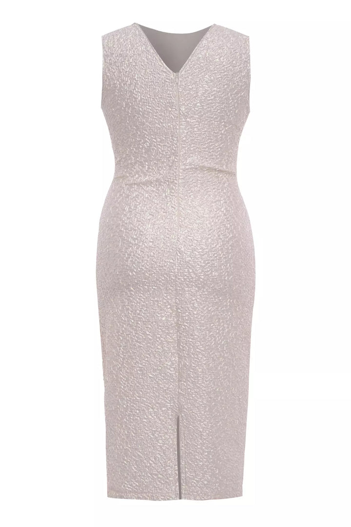 FRV Beige plus size jakar sleeveless midi dress - L’Aquila