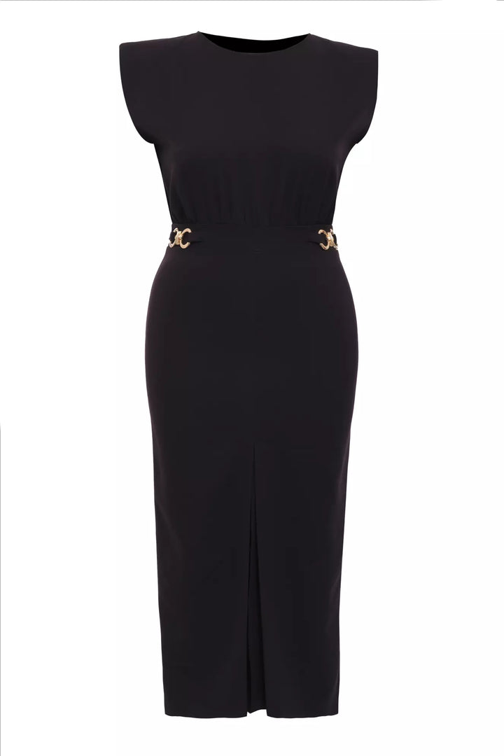 FRV Black plus size crepe sleeveless midi dress - Guasave