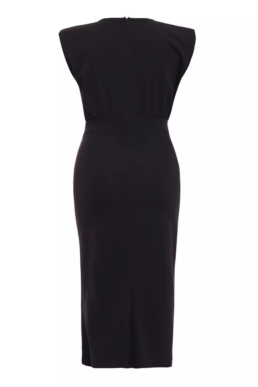 FRV Black plus size crepe sleeveless midi dress - Guasave