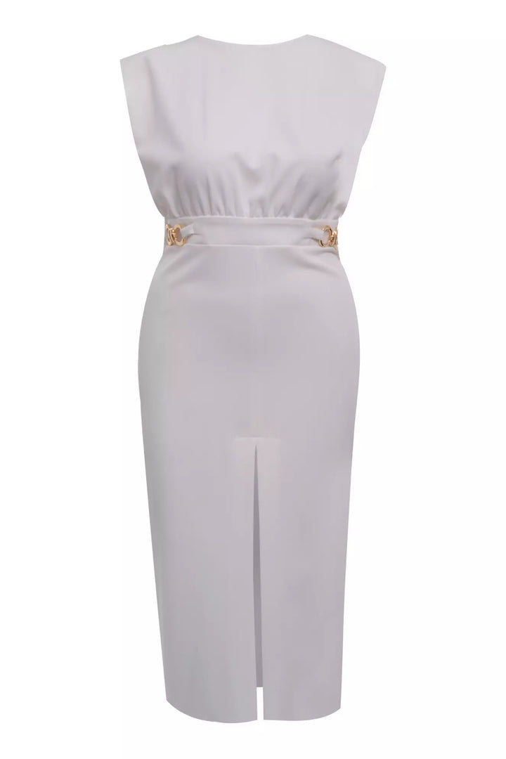 FRV White plus size crepe sleeveless midi dress - Cambrils