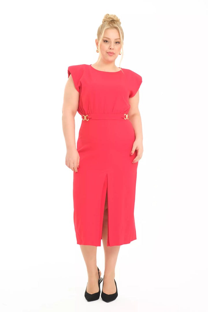 FRV Red plus size crepe sleeveless midi dress - Aubagne