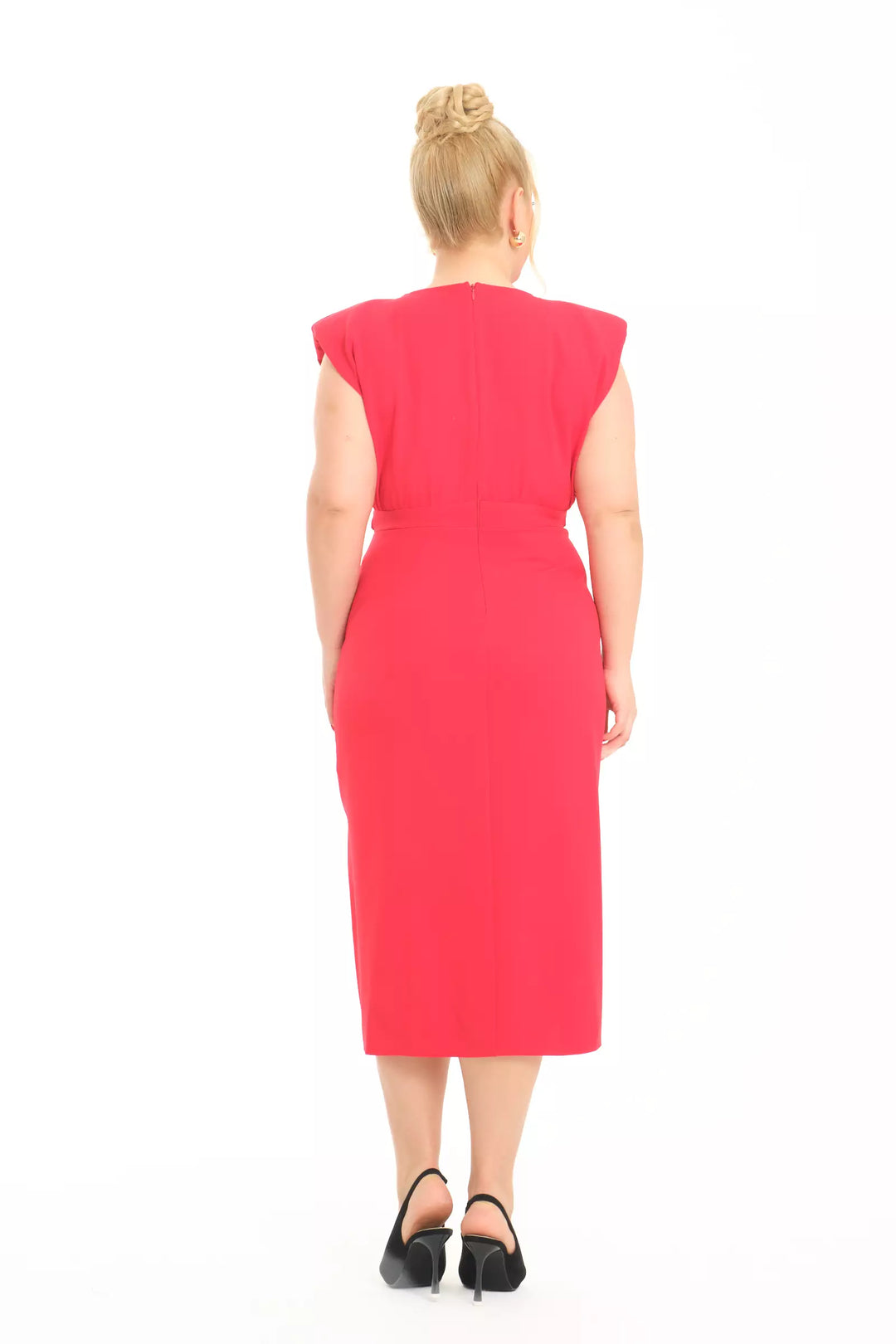 FRV Red plus size crepe sleeveless midi dress - Aubagne