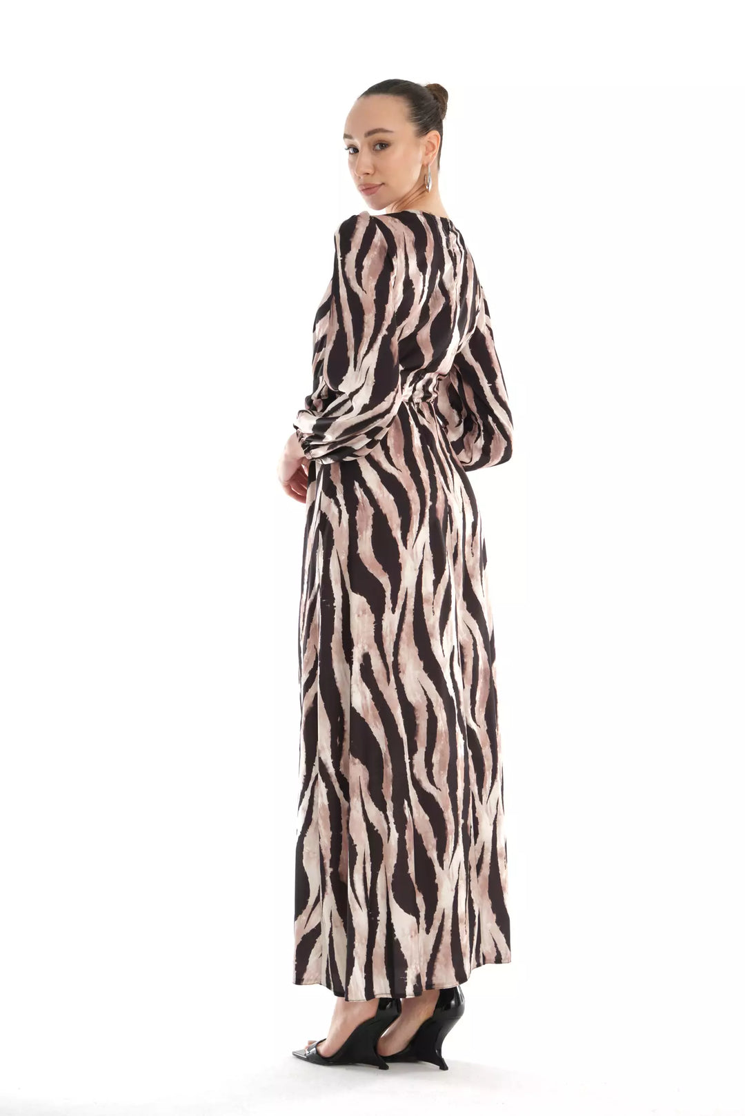 FRV Printed satin long sleeve maxi dress - Valongo
