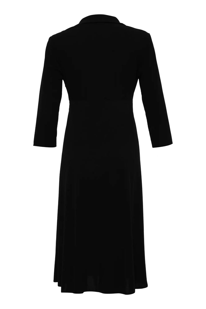 FRV Black sandy long sleeve midi dress - Geel