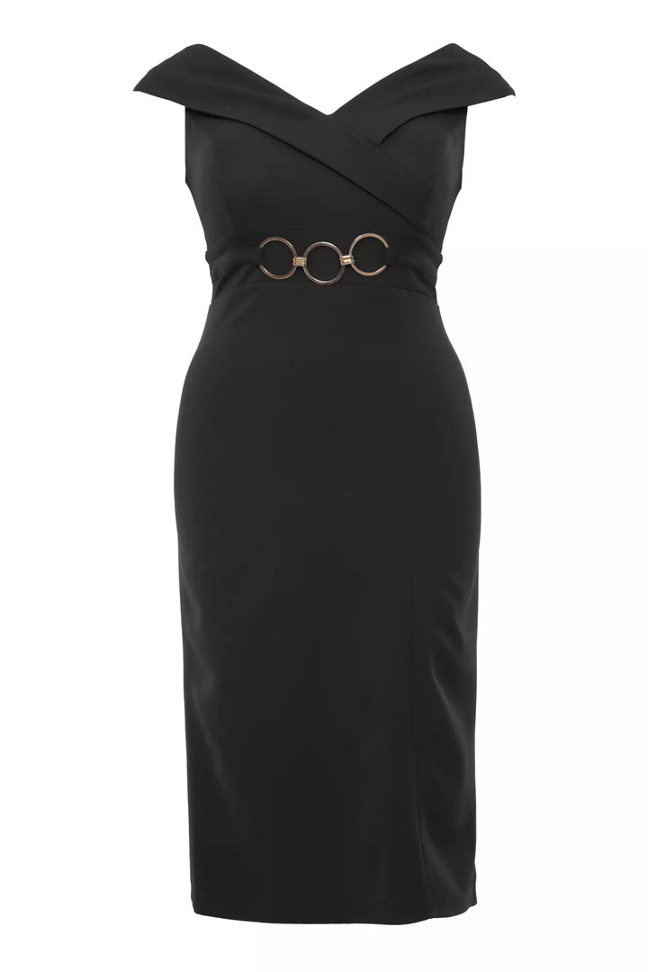 FRV Black crepe sleeveless midi dress - Launceston