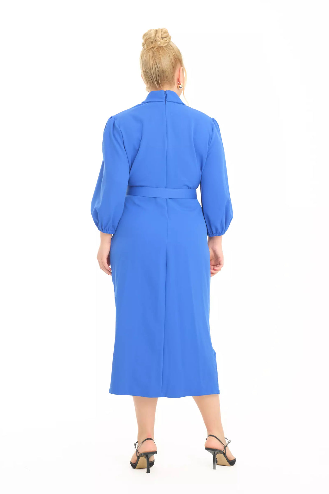 FRV Blue plus size crepe 3/4 sleeve midi dress - Post Falls