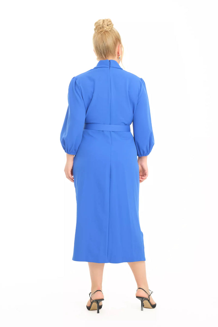 FRV Blue plus size crepe 3/4 sleeve midi dress - Post Falls